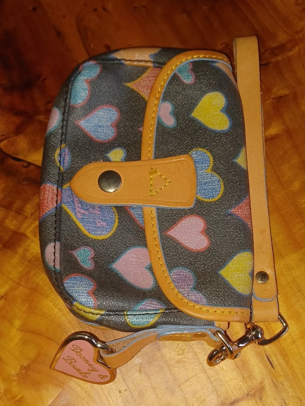 Vintage Dooney & Bourke Doodle Hearts Wristlet Pouch